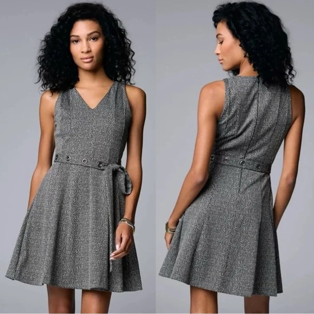 Simply Vera Vera Wang Charcoal Belted Mini Dress